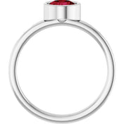 Rhodium-Plated Sterling Silver 6 mm Imitation Ruby Ring