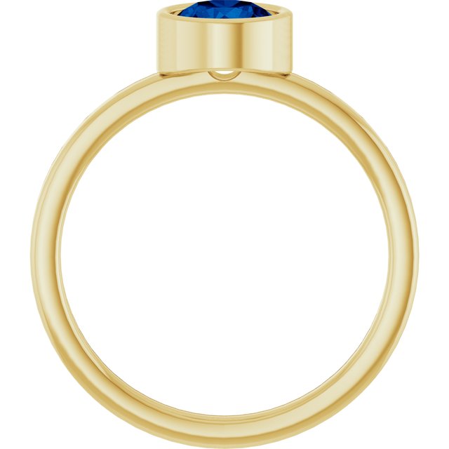 14K Yellow 6 mm Lab-Grown Blue Sapphire Ring