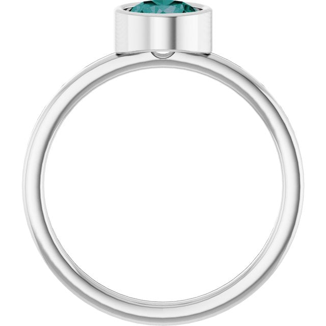 14K White 6 mm Lab-Grown Alexandrite Ring