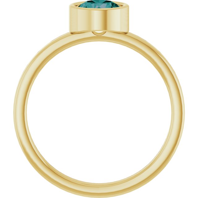 14K Yellow 6 mm Lab-Grown Alexandrite Ring
