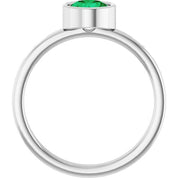 14K White 6 mm Lab-Grown Emerald Ring