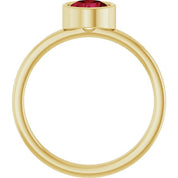 14K Yellow 6 mm Lab-Grown Ruby Ring
