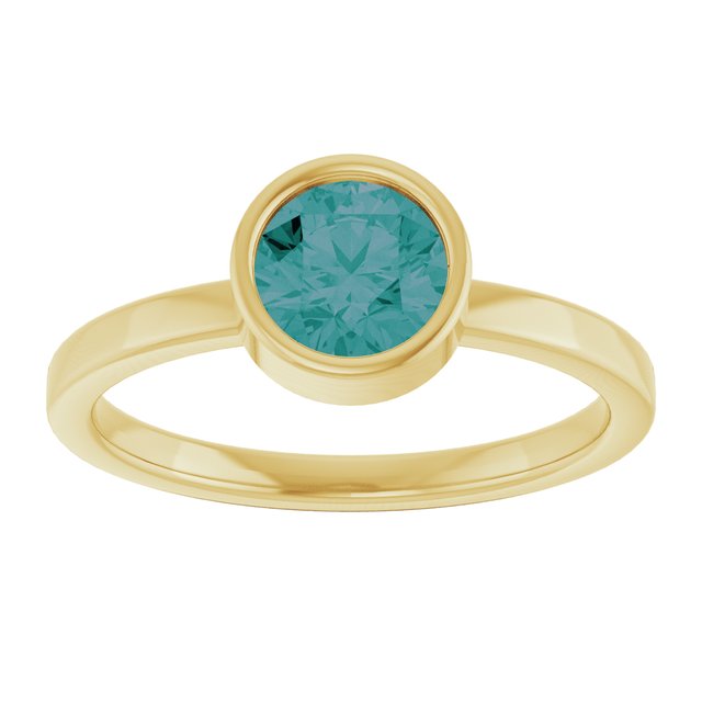 14K Yellow 6 mm Lab-Grown Alexandrite Ring