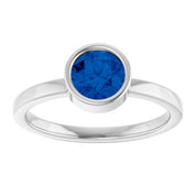 14K White 6 mm Lab-Grown Blue Sapphire Ring