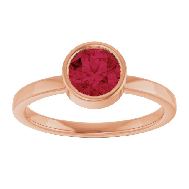 14K Rose 6 mm Lab-Grown Ruby Ring