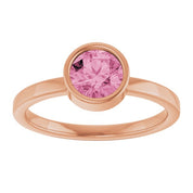 14K Rose 6 mm Natural Pink Tourmaline Ring