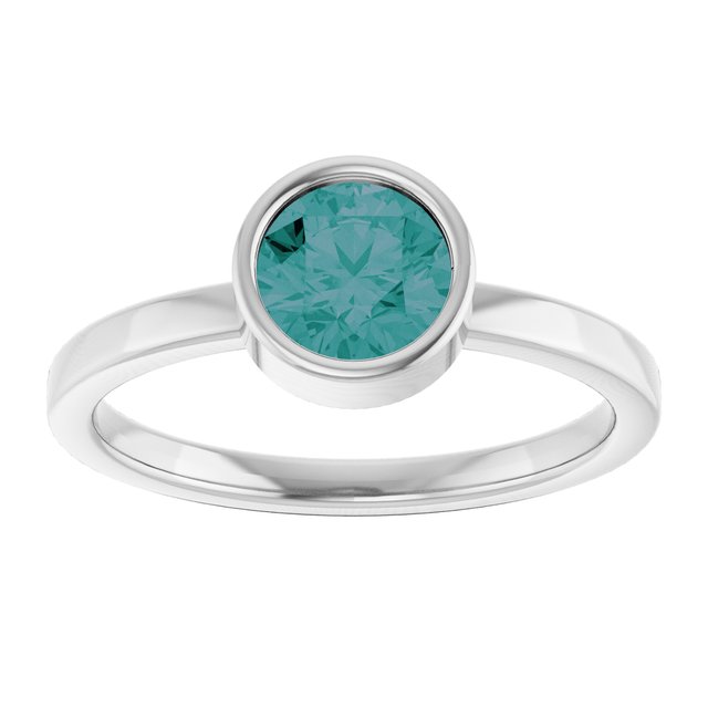 14K White 6 mm Lab-Grown Alexandrite Ring