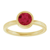 14K Yellow 6 mm Lab-Grown Ruby Ring