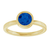 14K Yellow 6 mm Lab-Grown Blue Sapphire Ring