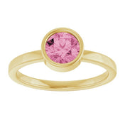 14K Yellow 6 mm Natural Pink Tourmaline Ring