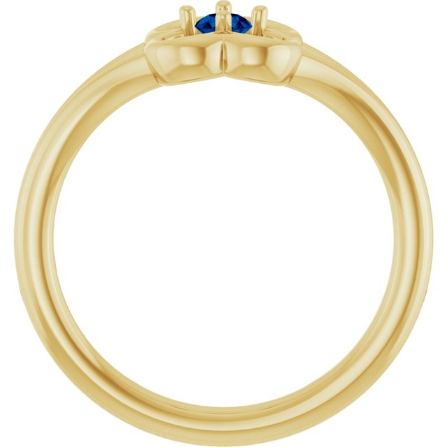 14K Yellow Natural Blue Sapphire Youth Flower Ring