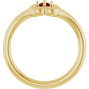 14K Yellow Natural Mozambique Garnet Youth Flower Ring