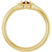 14K Yellow Natural Mozambique Garnet Youth Flower Ring