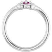 14K White Natural Pink Tourmaline Youth Flower Ring