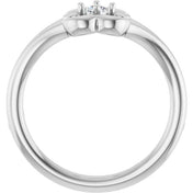 14K White .06 CT Natural Diamond Youth Flower Ring