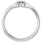 14K White Natural Alexandrite Youth Flower Ring