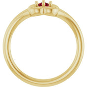 14K Yellow Natural Ruby Youth Flower Ring