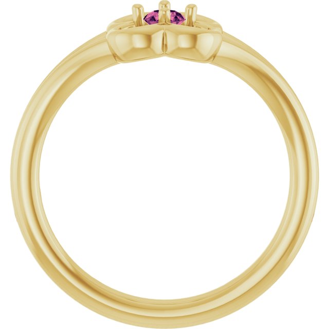 14K Yellow Natural Pink Tourmaline Youth Flower Ring
