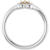 14K White Natural Citrine Youth Flower Ring