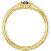 14K Yellow Natural Amethyst Youth Flower Ring