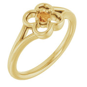 14K Yellow Natural Citrine Youth Flower Ring