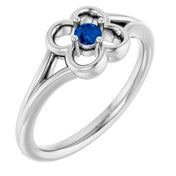 Sterling Silver Natural Blue Sapphire Youth Flower Ring