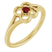 14K Yellow Natural Mozambique Garnet Youth Flower Ring
