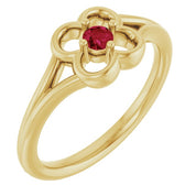 14K Yellow Natural Ruby Youth Flower Ring