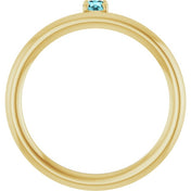 14K Yellow Natural Blue Zircon Stackable Ring