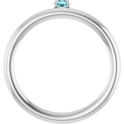 14K White Natural Blue Zircon Stackable Ring