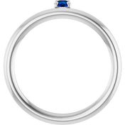 14K White Natural Blue Sapphire Stackable Ring