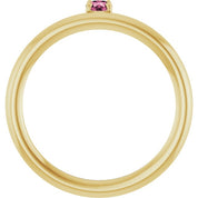 14K Yellow Natural Pink Tourmaline Stackable Ring