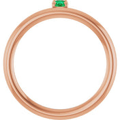 14K Rose Lab-Grown Emerald Stackable Ring