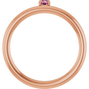 14K Rose Natural Pink Tourmaline Stackable Ring