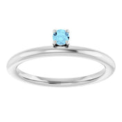 Sterling Silver Imitation Aquamarine Stackable Ring