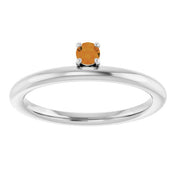 14K White Natural Citrine Stackable Ring