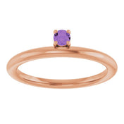 14K Rose Natural Amethyst Stackable Ring