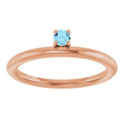 14K Rose Natural Aquamarine Stackable Ring