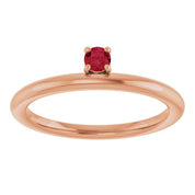 14K Rose Natural Ruby Stackable Ring