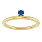 14K Yellow Natural Blue Sapphire Stackable Ring