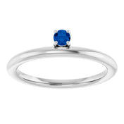 14K White Lab-Grown Blue Sapphire Stackable Ring