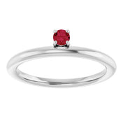 14K White Natural Ruby Stackable Ring
