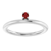 Sterling Silver Imitation Garnet Stackable Ring