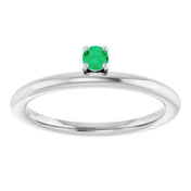 Sterling Silver Imitation Emerald Stackable Ring