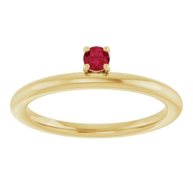 14K Yellow Lab-Grown Ruby Stackable Ring