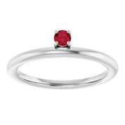 14K White Lab-Grown Ruby Stackable Ring