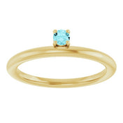 14K Yellow Natural Blue Zircon Stackable Ring