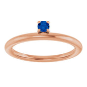 14K Rose Natural Blue Sapphire Stackable Ring