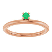 14K Rose Natural Emerald Stackable Ring
