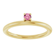 14K Yellow Natural Pink Tourmaline Stackable Ring
